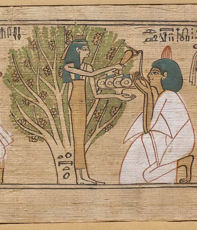 Zeiță egipteană ieșind din copac